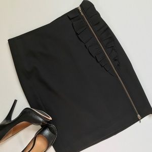 Banana Republic black pencil ruffle zipper skirt